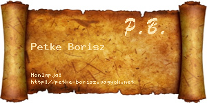 Petke Borisz névjegykártya